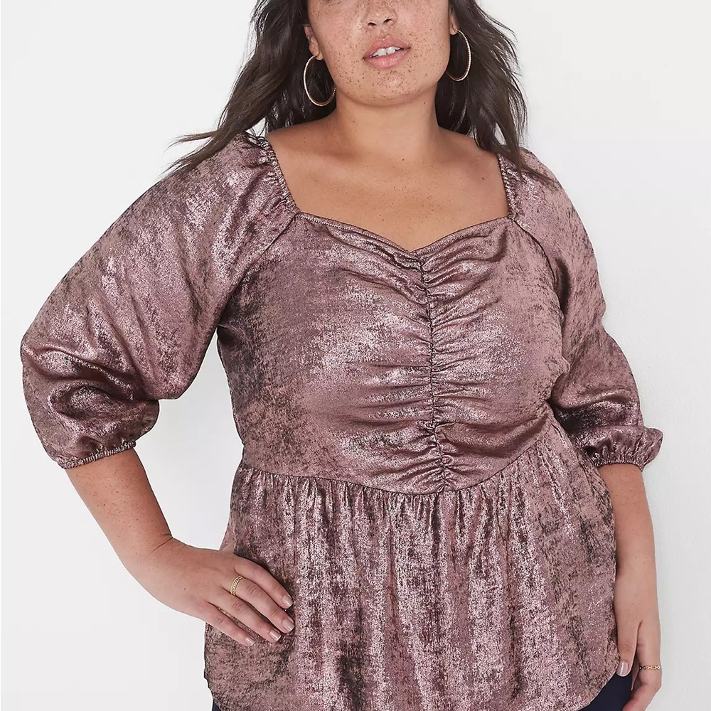 Lane Bryant Blush Metallic Blouse
